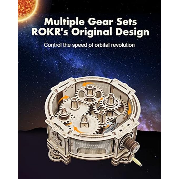 3D WOODEN ORRERY PUZZLE-WOOD SOLAR SYSTEM MODEL KIT FOR ADULTS-3D ASSEMBLY PUZZLES AS A GIFT FOR EASTER/ST. PATRICK'S DAY/BIRTHDAY/FATHER'S DAY/MOTHER'S DAY - Image 3